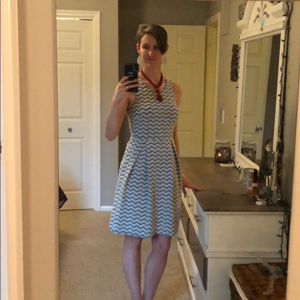 Grey and white chevron sleeveless dress